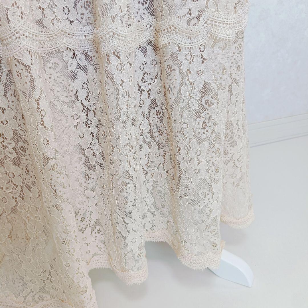 エミリアウィズ Aラインフラワーレースワンピース 結婚式 S