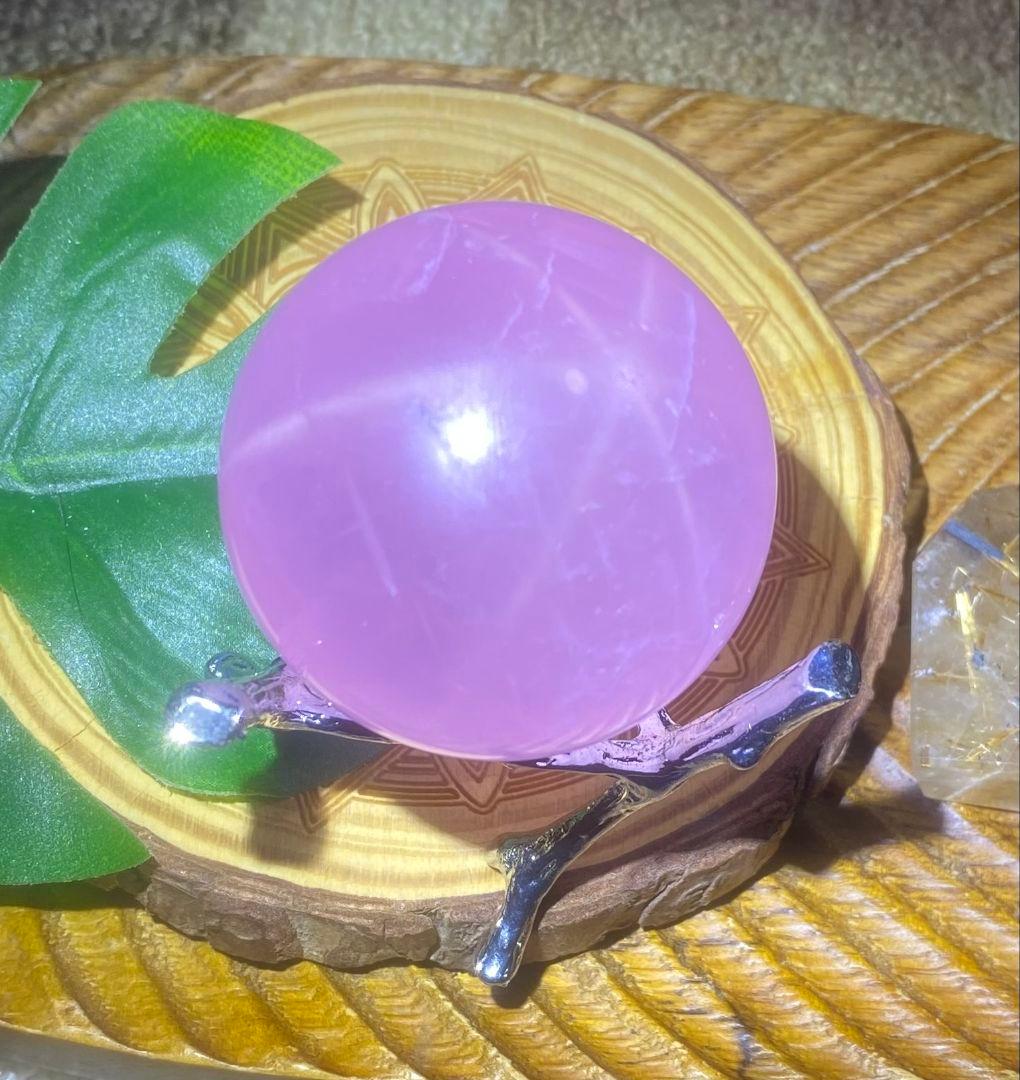 ★天然石★スター ローズクォーツ★濃いめのお色味★見事なスター★虹入り★スフィア