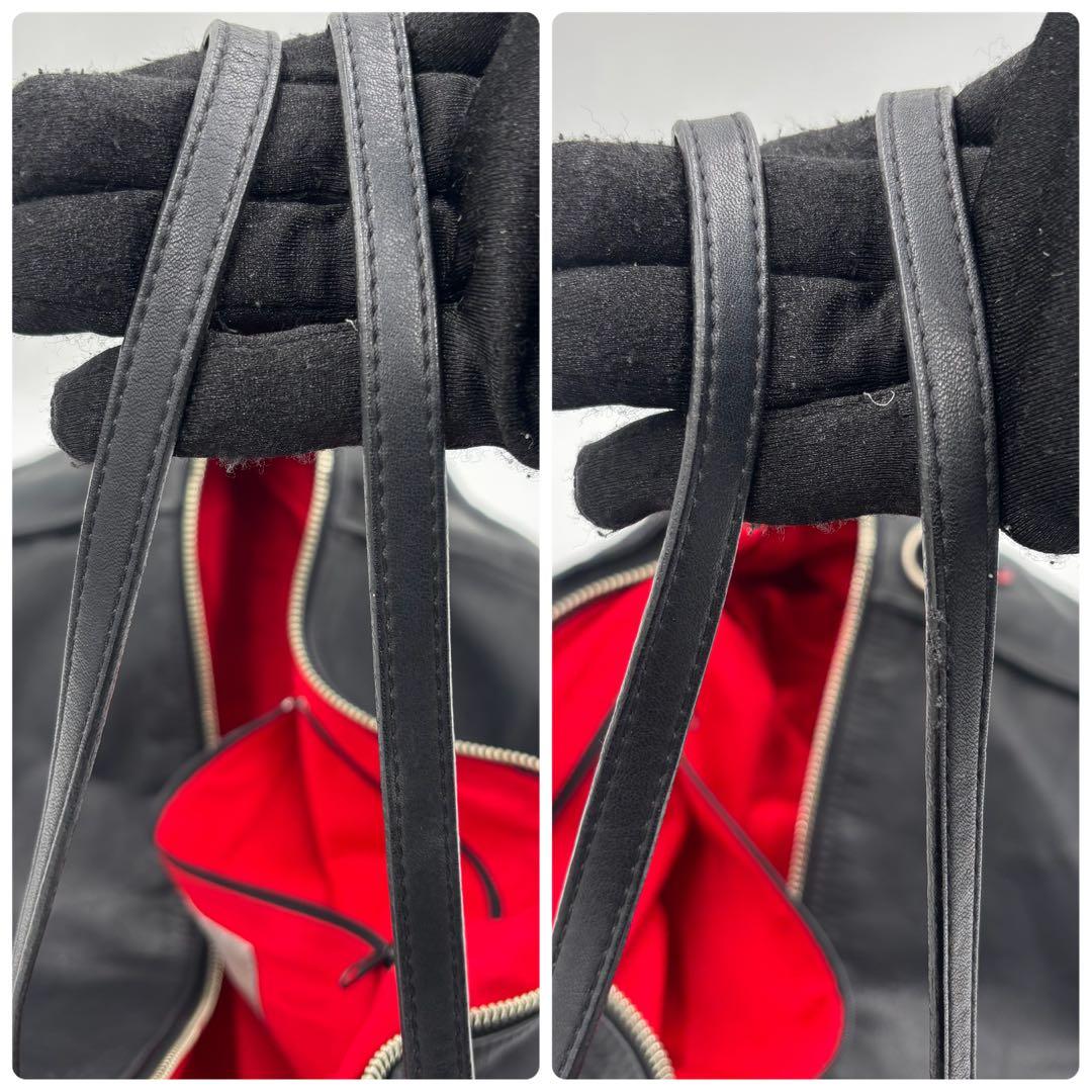 kawa-kawa カワカワ レザートートバッグ ハンドバッグ 本革 ブラック