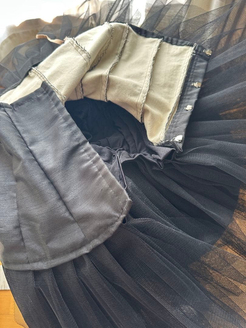 バレエ衣装 チュチュ 6段 130〜140cm 舞台 練習 無地 黒 ブラック