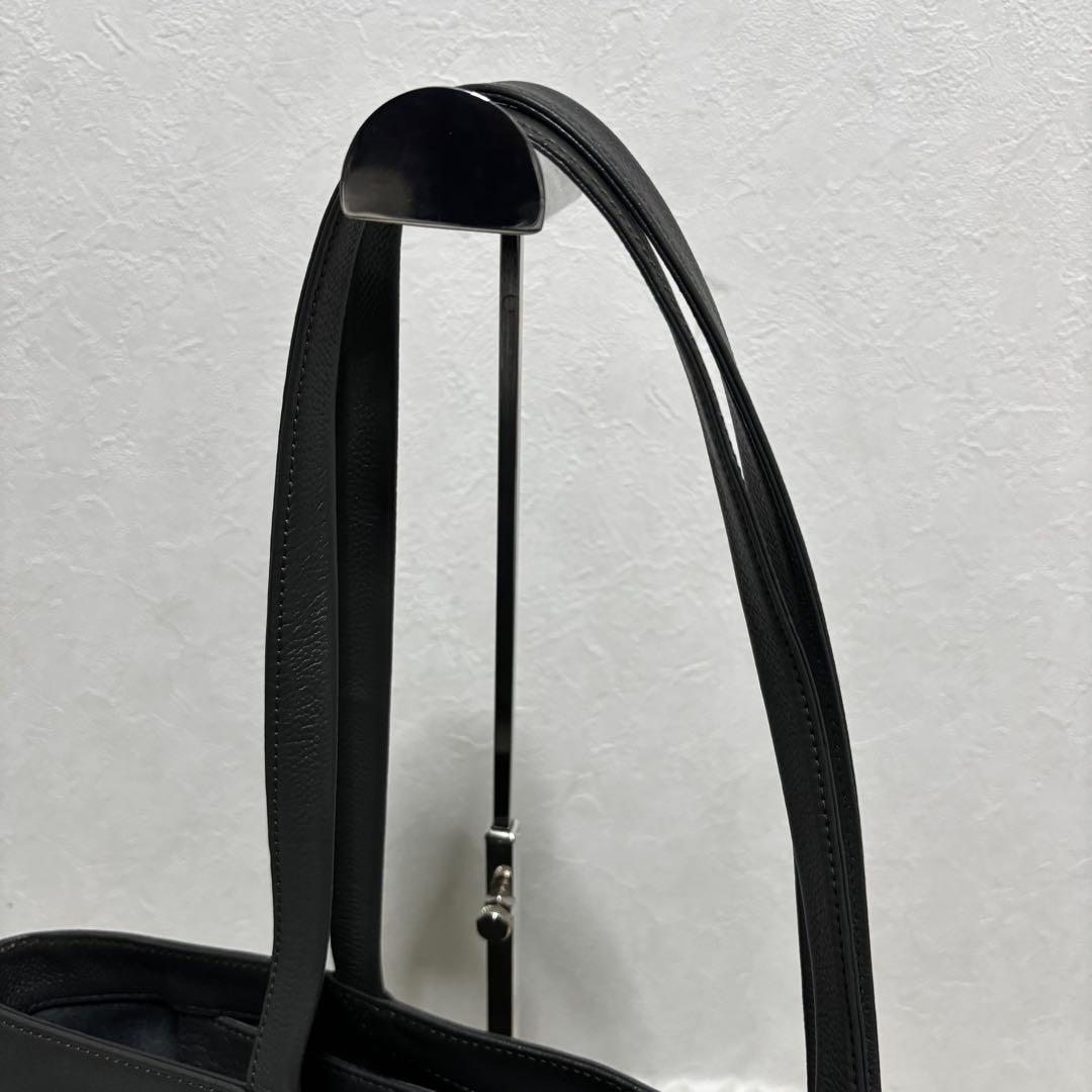 【未使用級】ビジネスレザーファクトリー トートバッグ グレー レザー シボ革