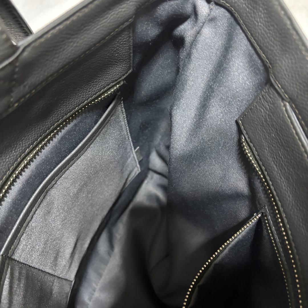 【未使用級】ビジネスレザーファクトリー トートバッグ グレー レザー シボ革