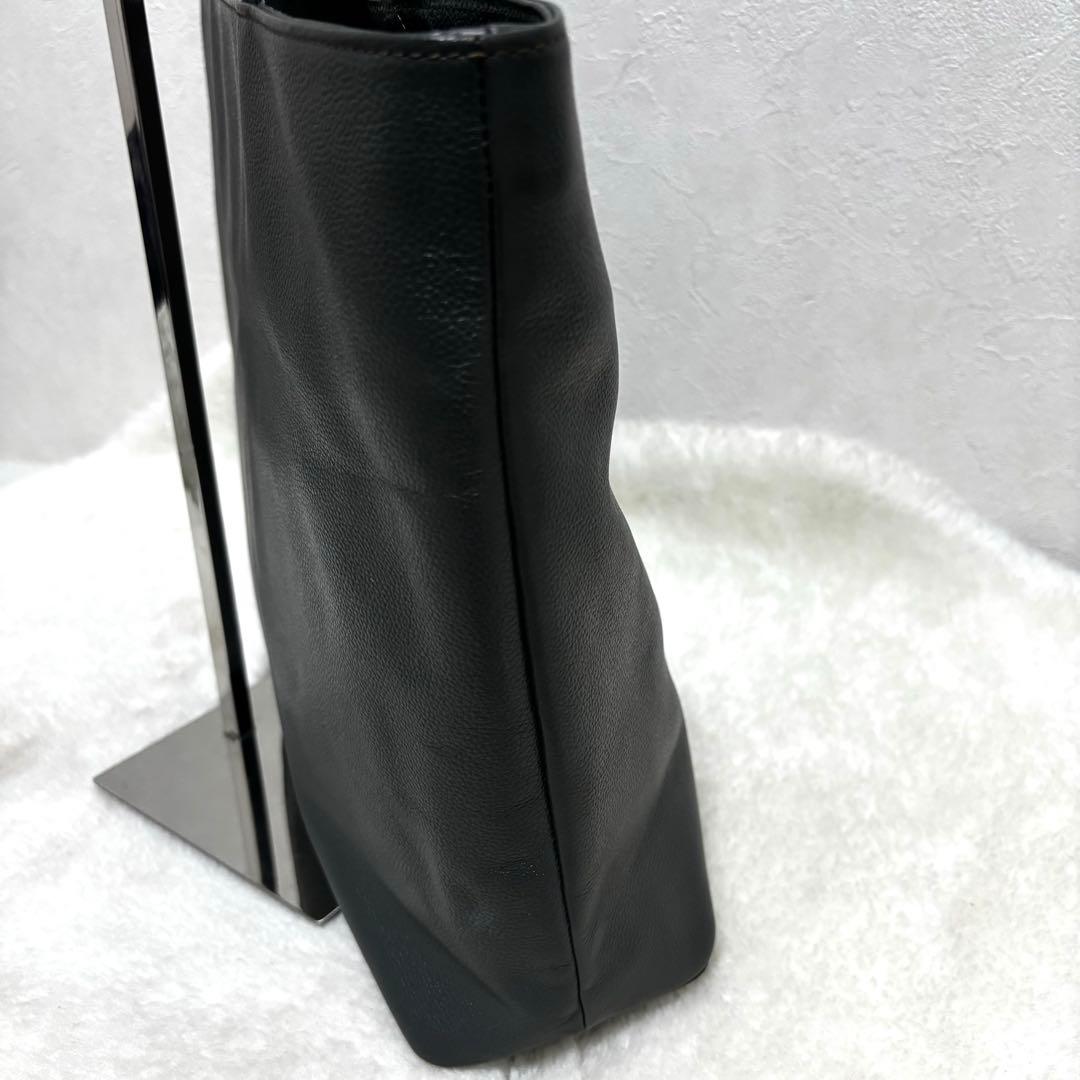 【未使用級】ビジネスレザーファクトリー トートバッグ グレー レザー シボ革