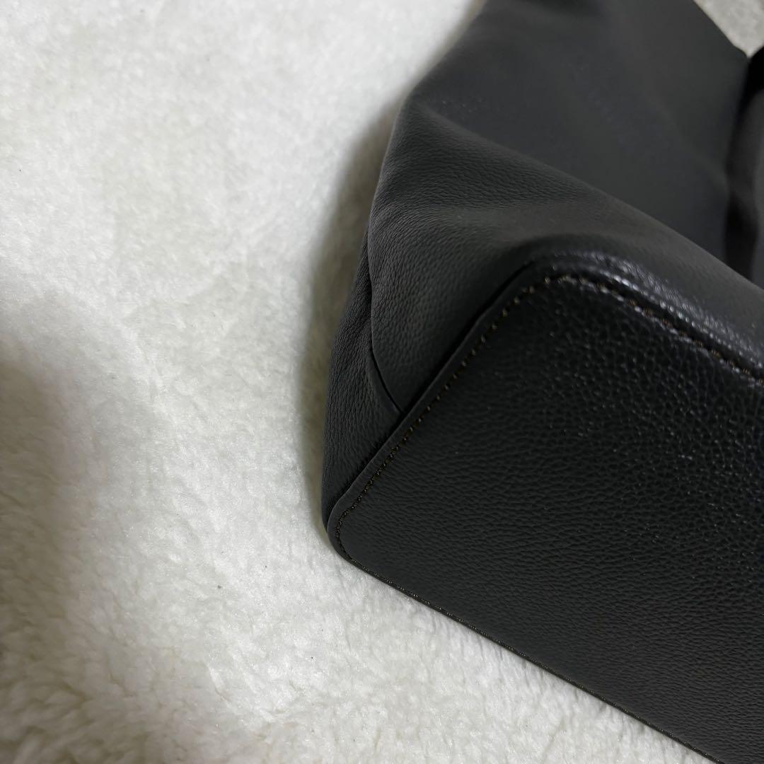 【未使用級】ビジネスレザーファクトリー トートバッグ グレー レザー シボ革