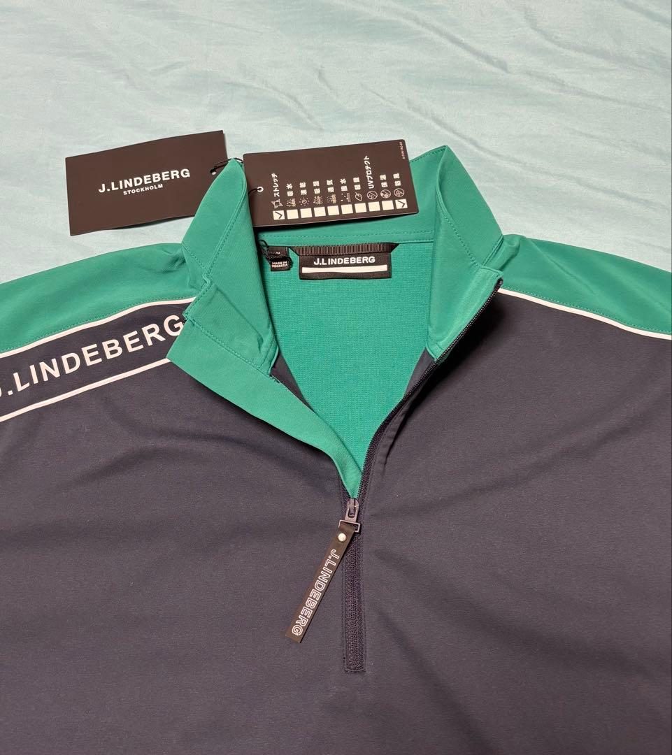 J.LINDEBERG 防風 半袖ハーフジップ46(L相当) ネイビー 新品