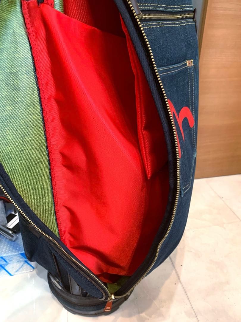 超希少　良品　エビス　エヴィス　EVISU デニム　本革レザー　かキャディバッグ