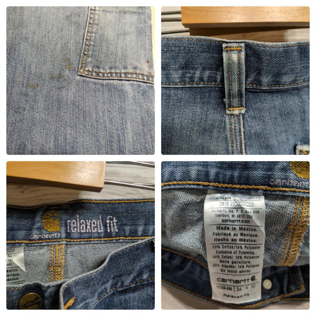 雰囲気抜群✨カーハートダブルニー ペインターパンツ デニム W36 ボロフェード