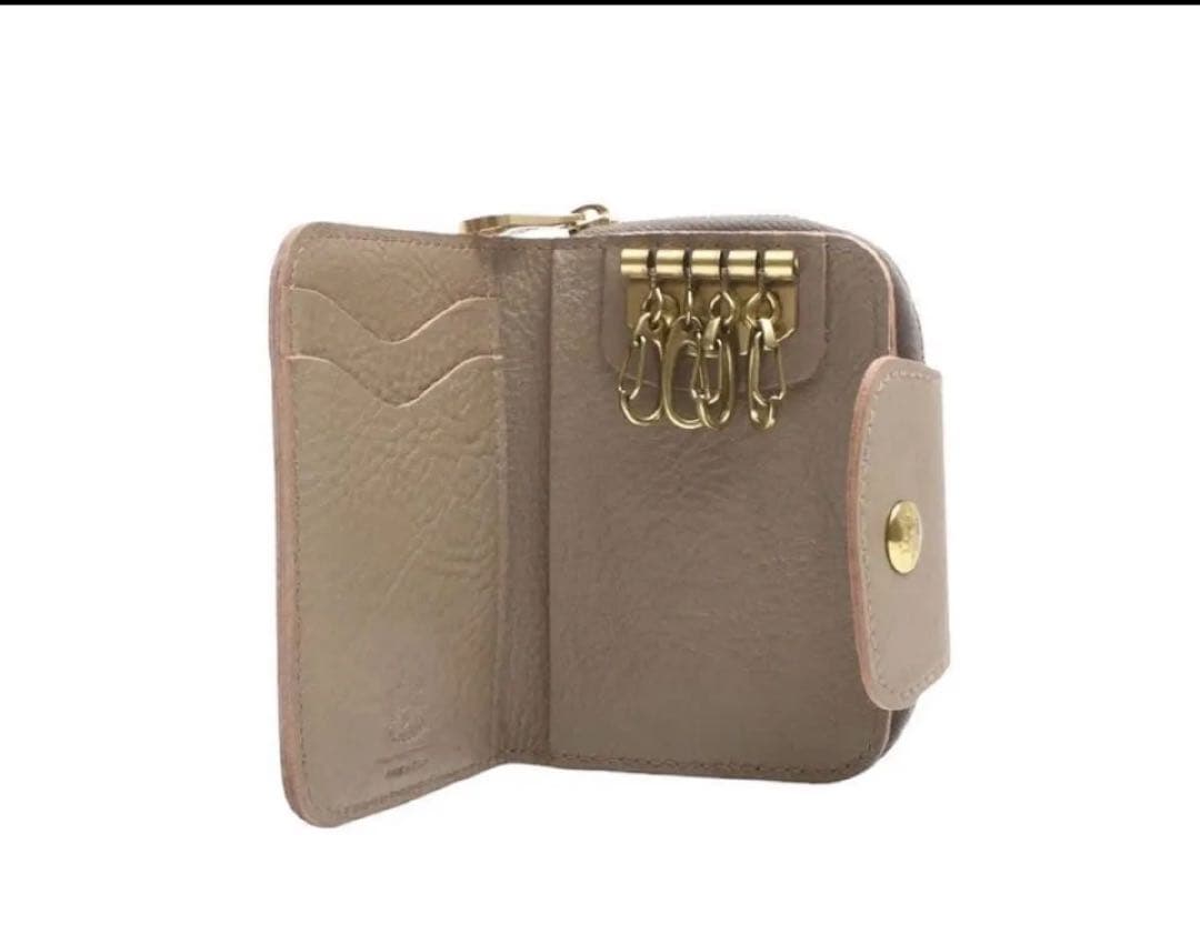 新品イルビゾンテ IL BISONTE革キーケース ケース ミニ財布グレー