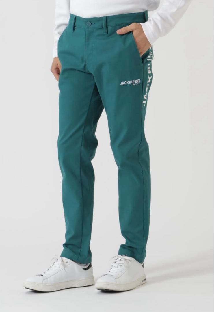 新品 パーリーゲイツ ジャックバニー ストレッチツイルロングパンツ(7)3L/緑