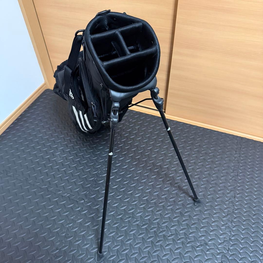 adidas スタンド式 4分割 キャディバッグ フード付き ブラック 軽量