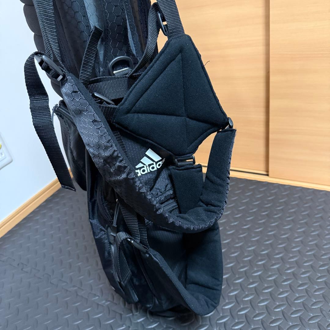 adidas スタンド式 4分割 キャディバッグ フード付き ブラック 軽量