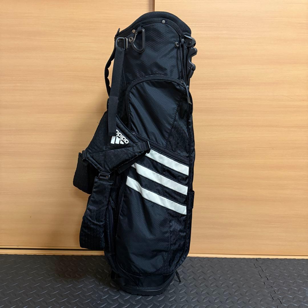 adidas スタンド式 4分割 キャディバッグ フード付き ブラック 軽量