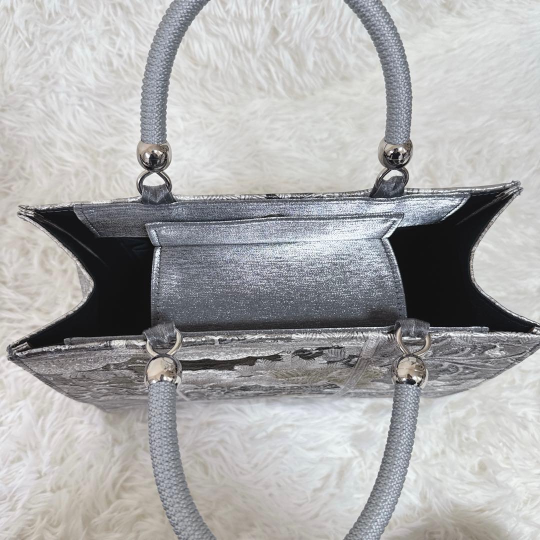 ◆エリス◆シルバー　和柄　和装　高級ハンドバッグ