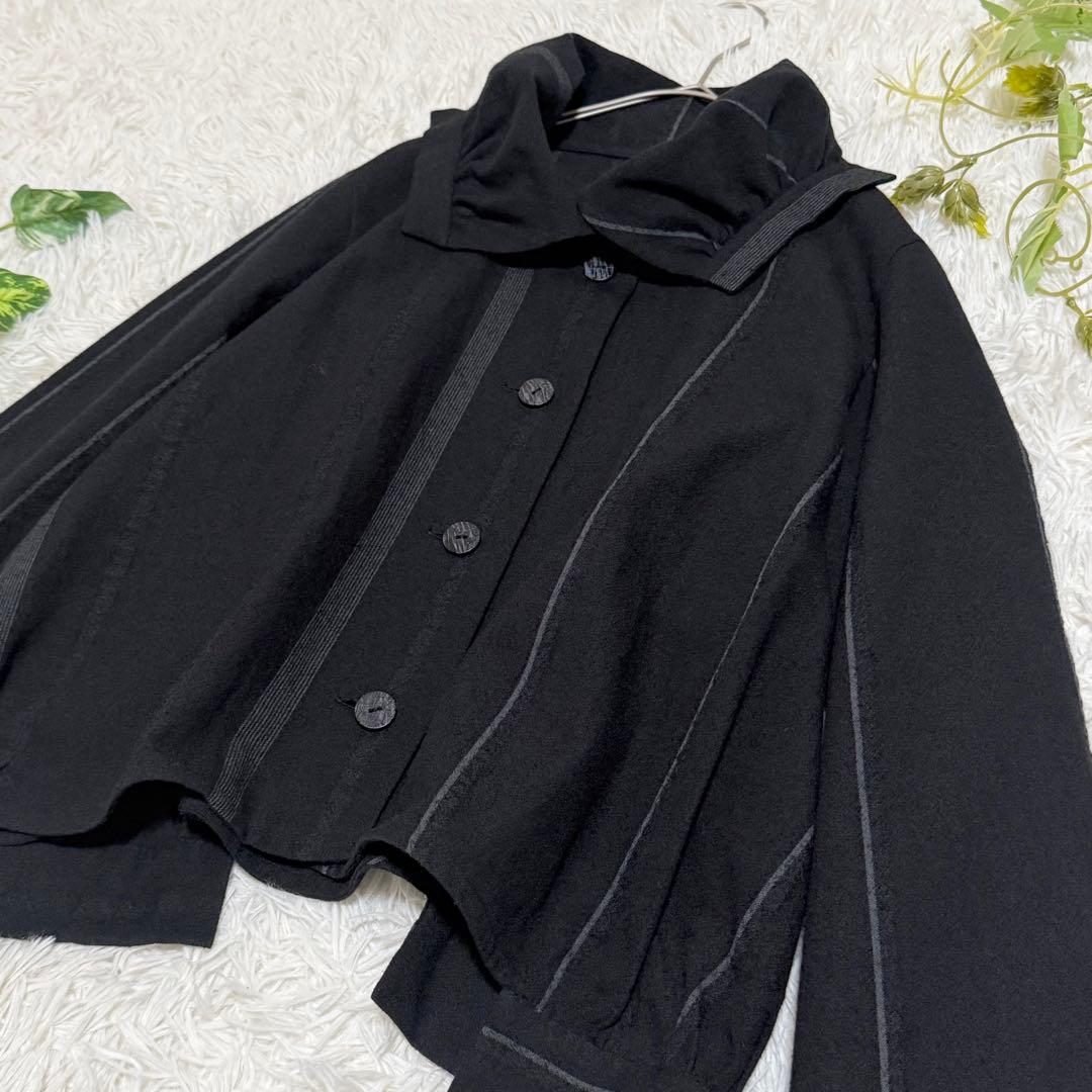 美品　慈雨　ジャケット　ライトアウター　ウール　センソユニコ　立体裁断　ブラック