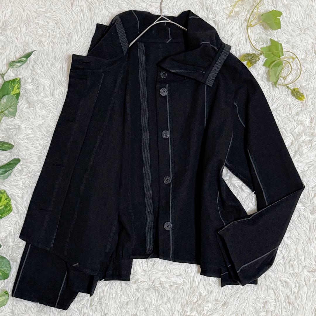 美品　慈雨　ジャケット　ライトアウター　ウール　センソユニコ　立体裁断　ブラック