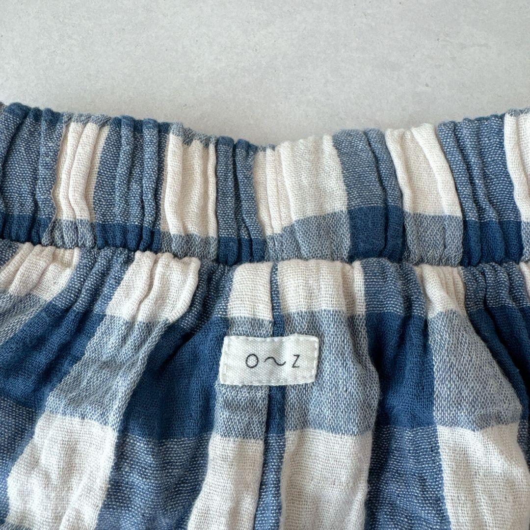 organic zoo ブルーギンガムチェックセットアップ 1-2y