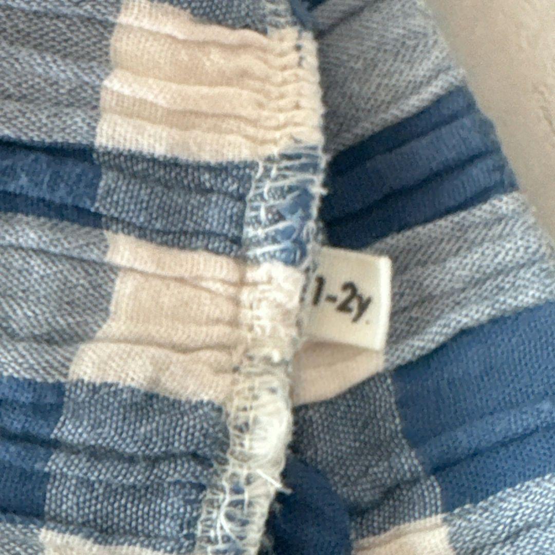 organic zoo ブルーギンガムチェックセットアップ 1-2y