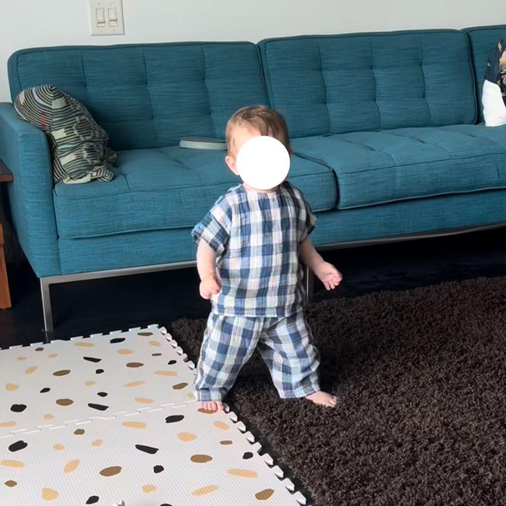 organic zoo ブルーギンガムチェックセットアップ 1-2y