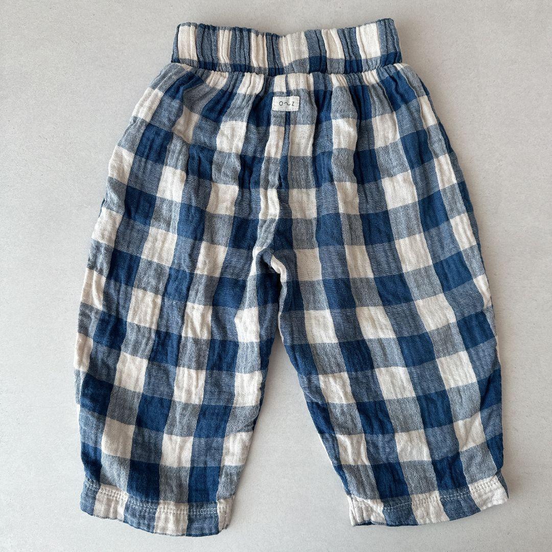 organic zoo ブルーギンガムチェックセットアップ 1-2y