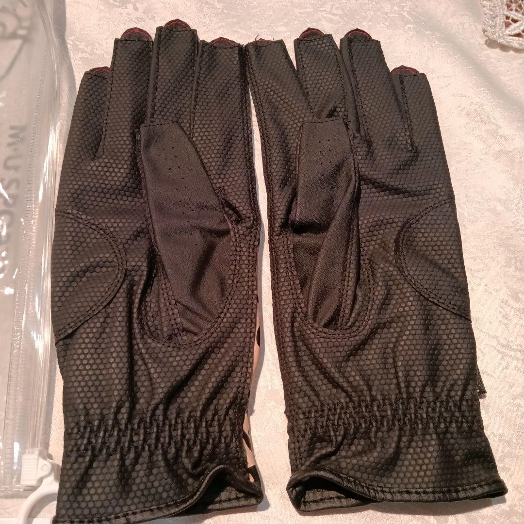 MU SPORTS ゴルフグローブ 手袋 Ｌ 21〜22cm　ブラック/レッド
