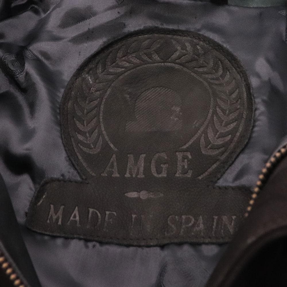 希少 ユーロ古着　AMGE　スペイン製　本革　レザーｘニットコラボ　レザーコート