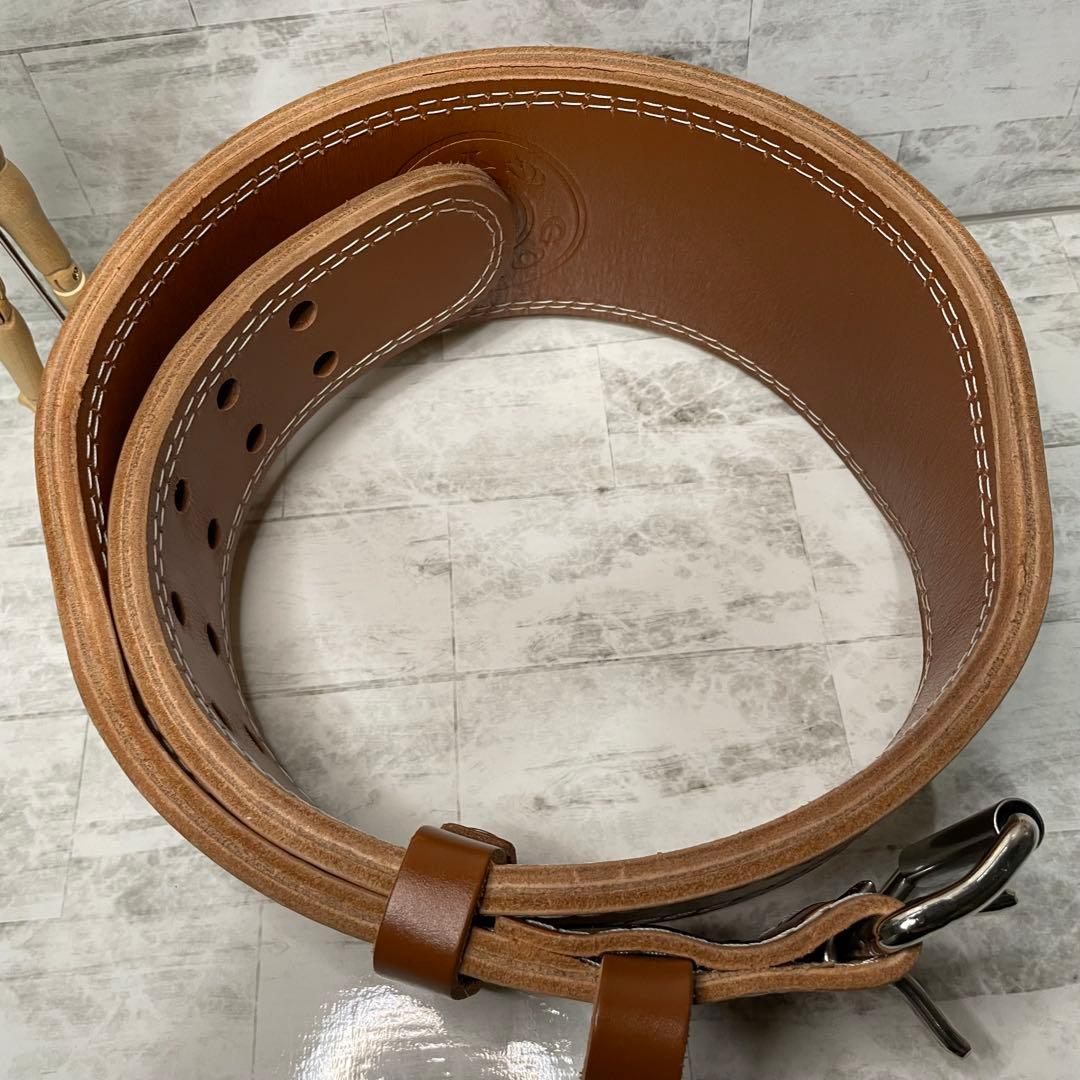 GOLD'S GYM ゴールドジム　レザーパワーベルト ブラウン　Lサイズ