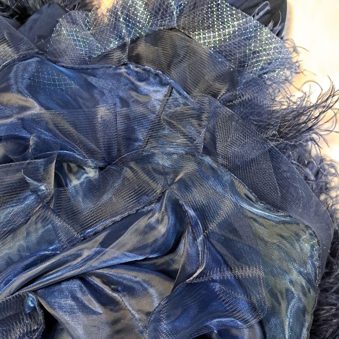 社交ダンスドレス ネイビー 、オーストリッチ、スタンダード