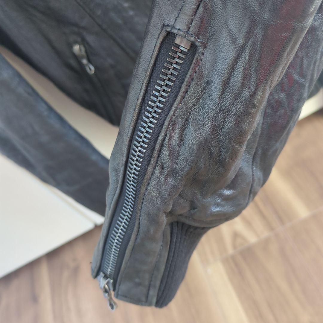 た*か様 シェラック黒いレザーライダースジャケットSHELLAC