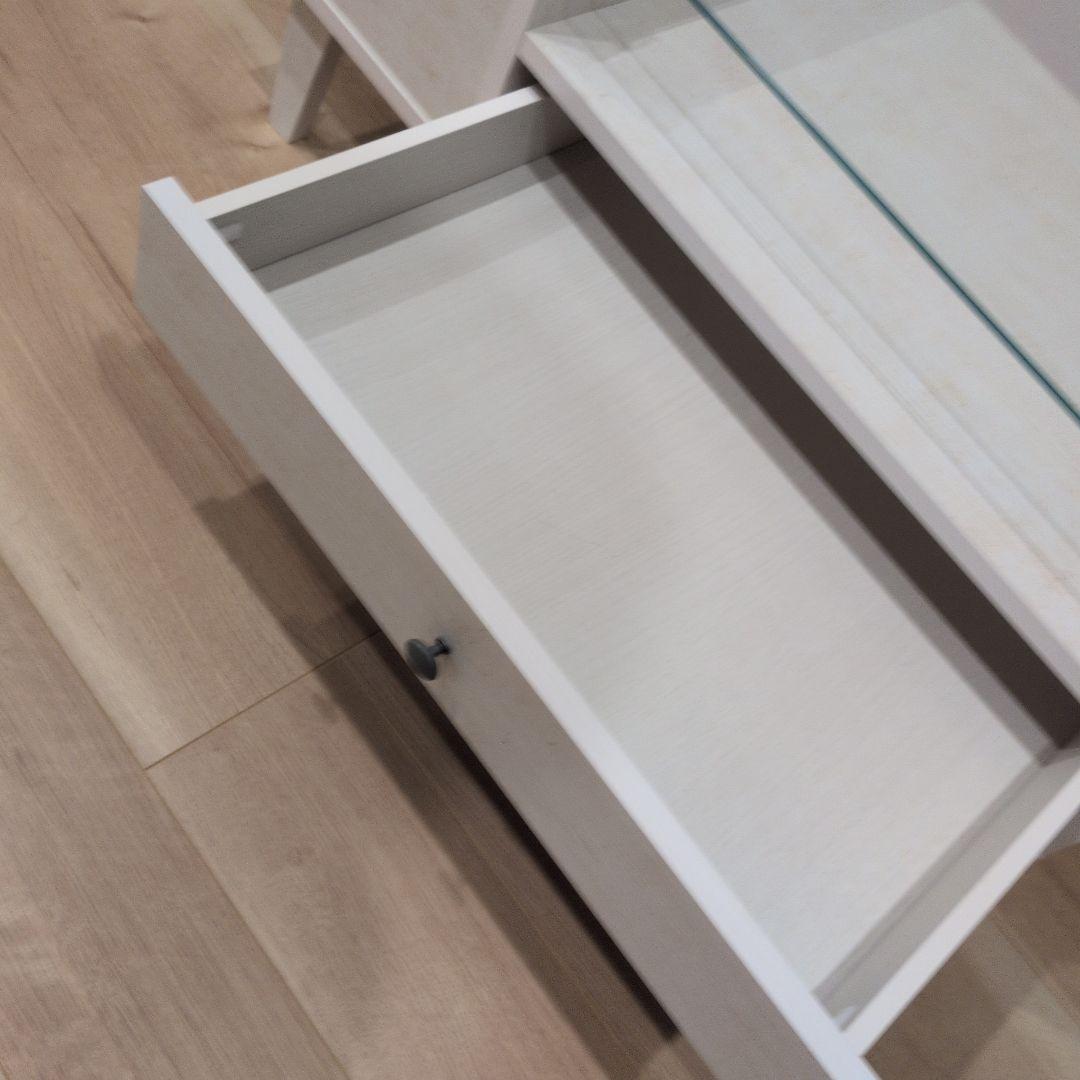 ホワイト 木製 センターテーブル 引き出し付き