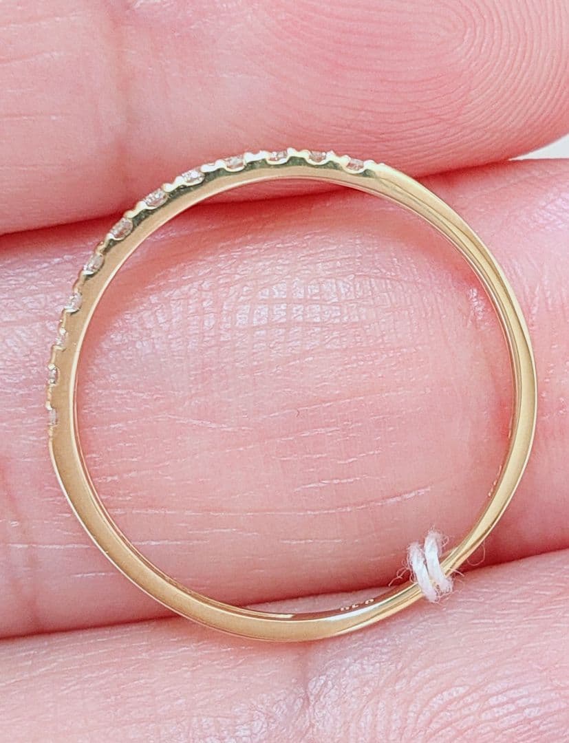 新入荷 未使用 k18YG ダイヤモンド 0.10ct ハーフエタニティ リング