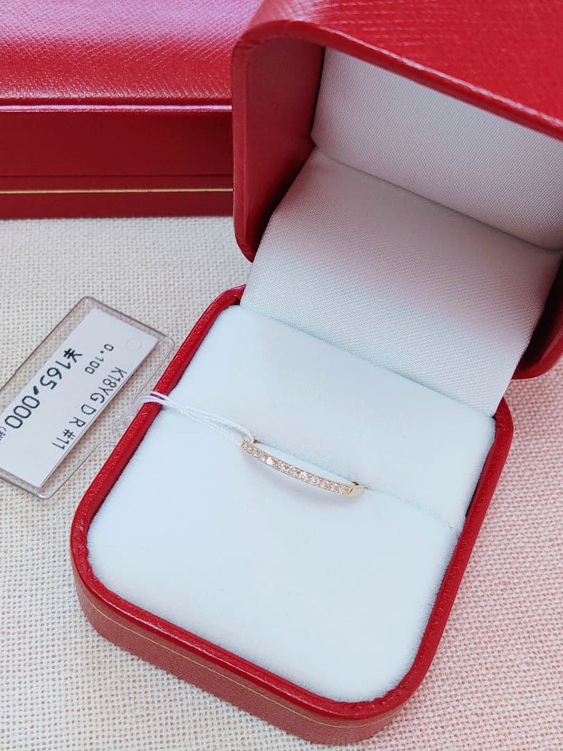 新入荷 未使用 k18YG ダイヤモンド 0.10ct ハーフエタニティ リング