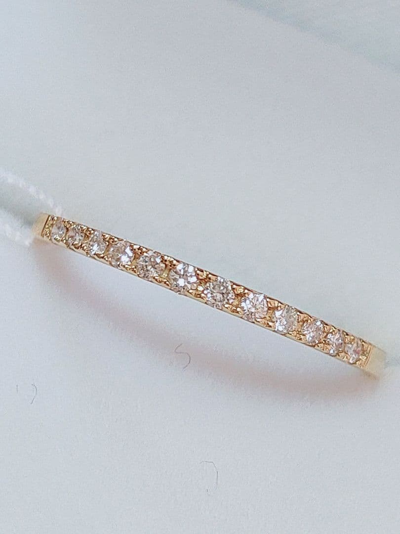 新入荷 未使用 k18YG ダイヤモンド 0.10ct ハーフエタニティ リング