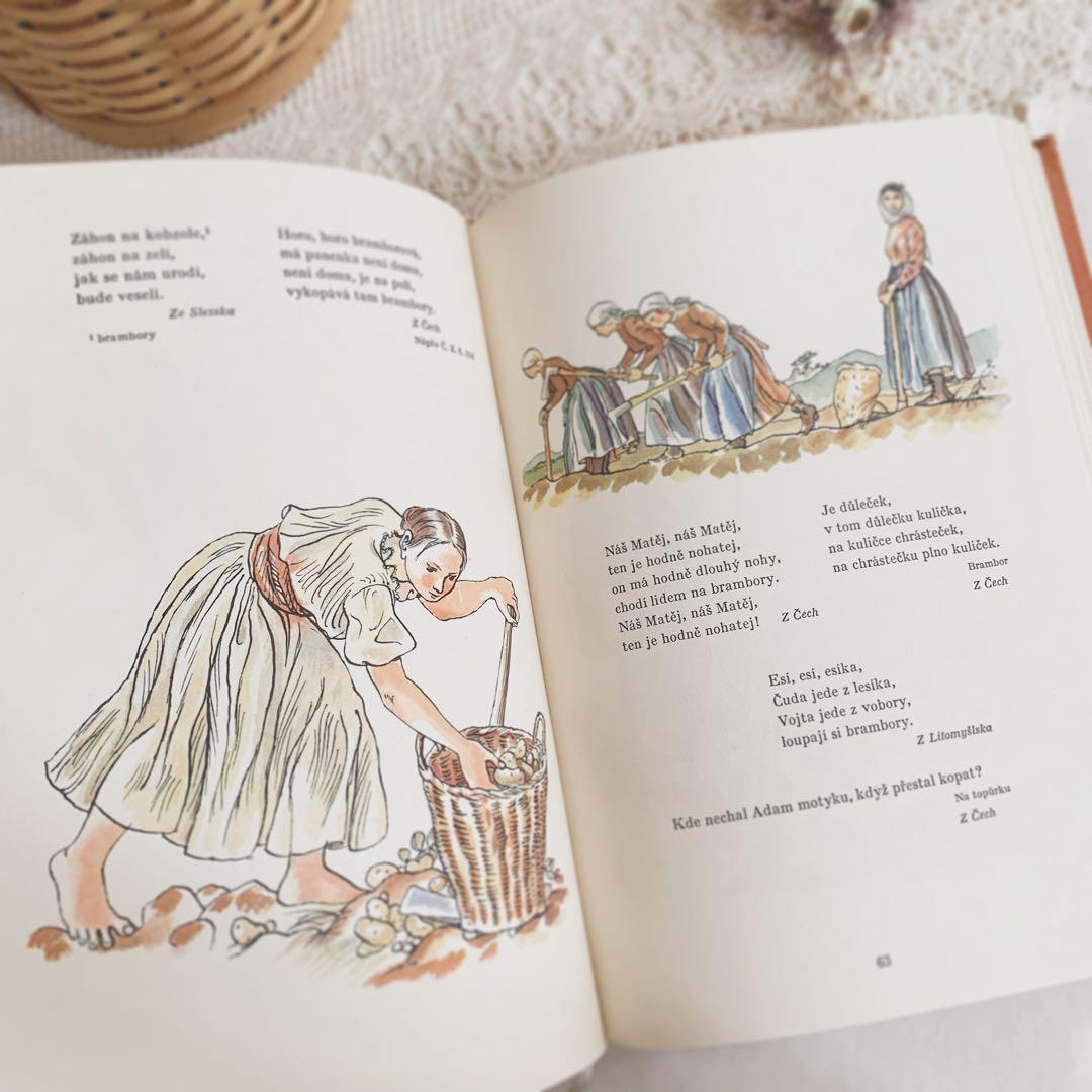 「秋」⋆素敵な挿画のチェコ古書 1954年 カレル・スヴォリンスキー　ビンテージ