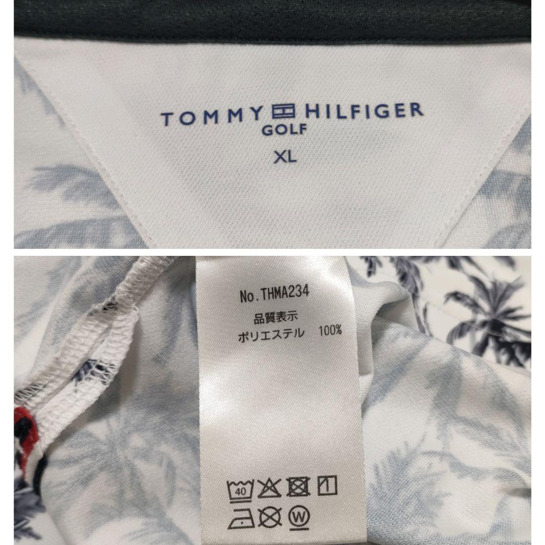 【美品】トミーヒルフィガー　ゴルフ　半袖ポロシャツ　ヤシの木　総柄　XLサイズ