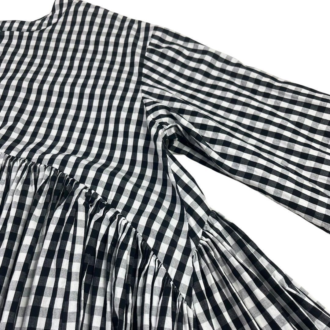 極美品 BEARDSLEY ワンピース ギンガムチェック ブラック　ホワイト