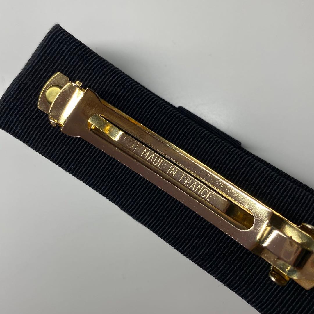 CELINE セリーヌ バレッタ 髪留め ロゴ ブラック ゴールド