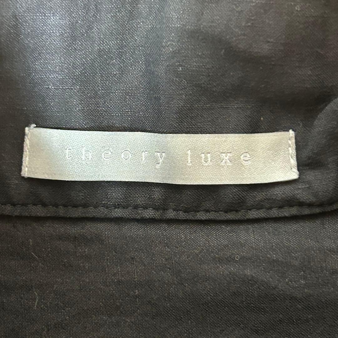 美品✨希少デザイン　リネン混 黒 ジャケット スタンドカラー　リボンタイ　40