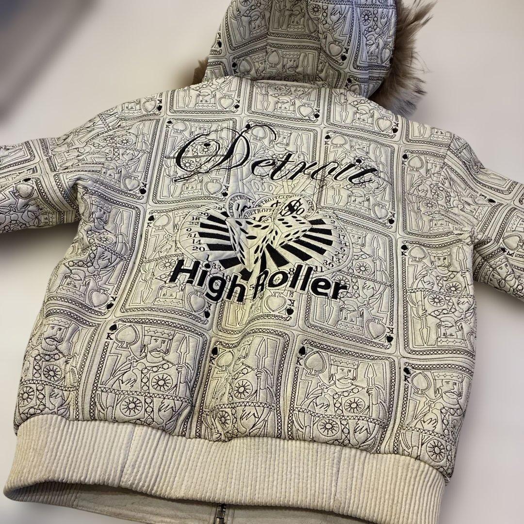 希少 J.PARK 立体総柄 レザージャケット ホワイト ヴィンテージ フード