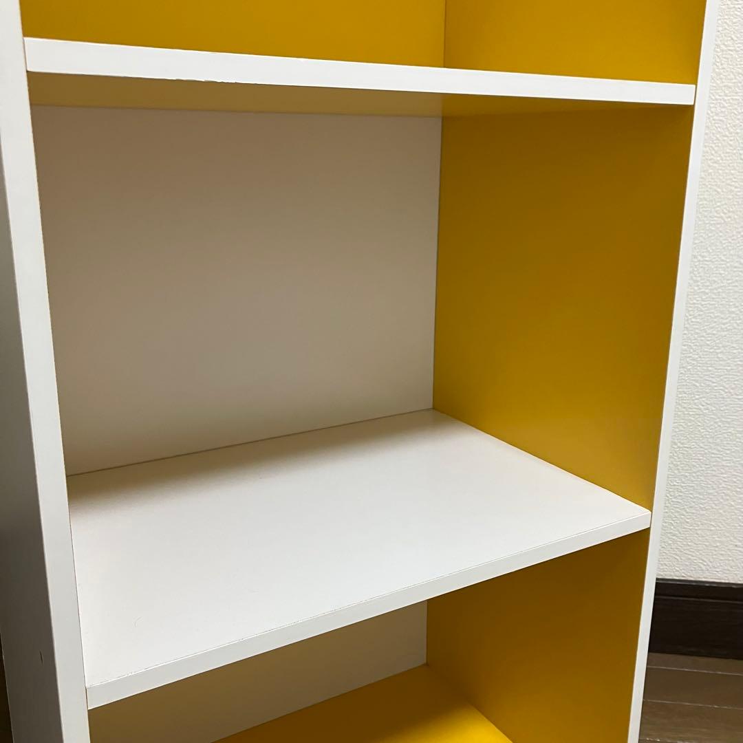 レア　昭和レトロ　3段カラーボックス・棚・本棚・イエローホワイト