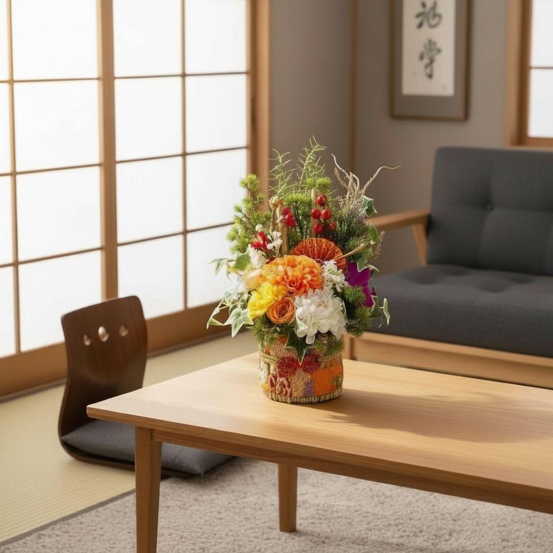 ㉘ 門松 Sサイズ｜コンパクトで飾りやすい華やぎアレンジ しめ飾り 正月アレンジ