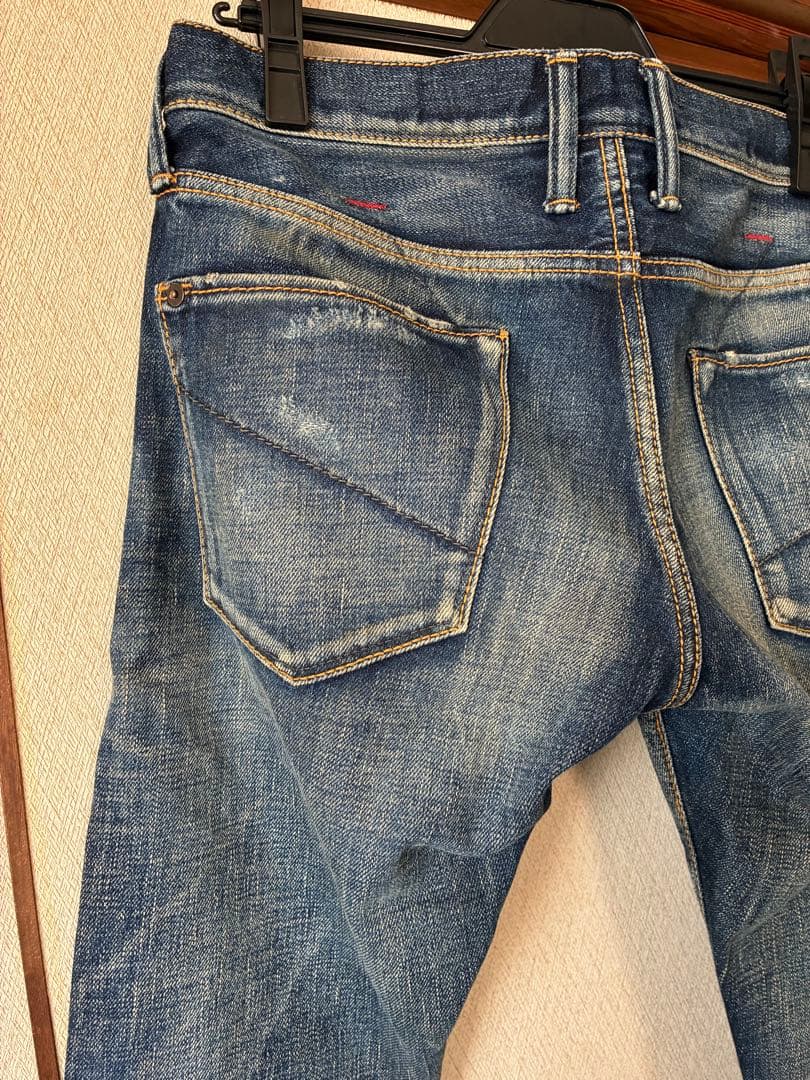 DeeTA ジェフリー スリム デニム パンツ リペア w28ブルー