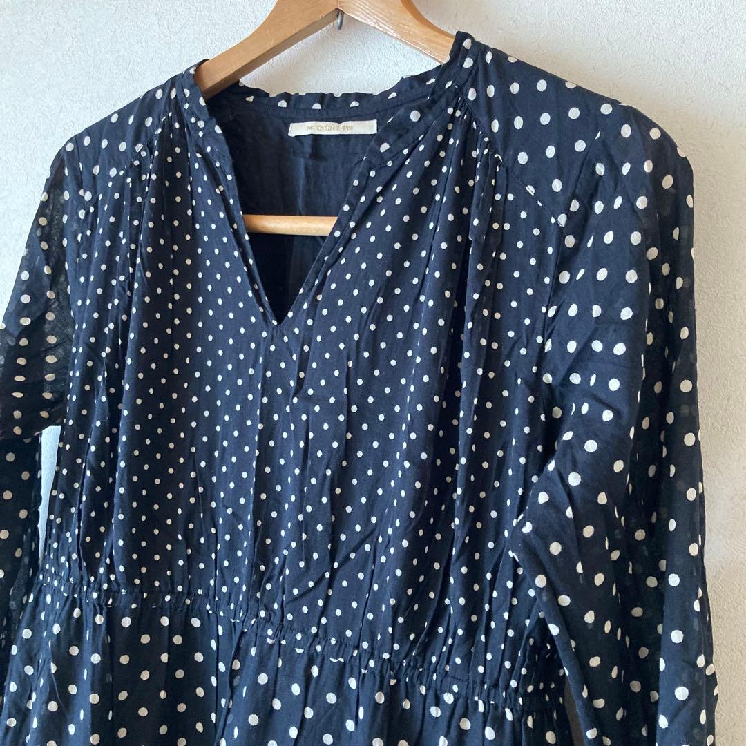 ヌキテパ　コットンボイル　ドット　ロングワンピース