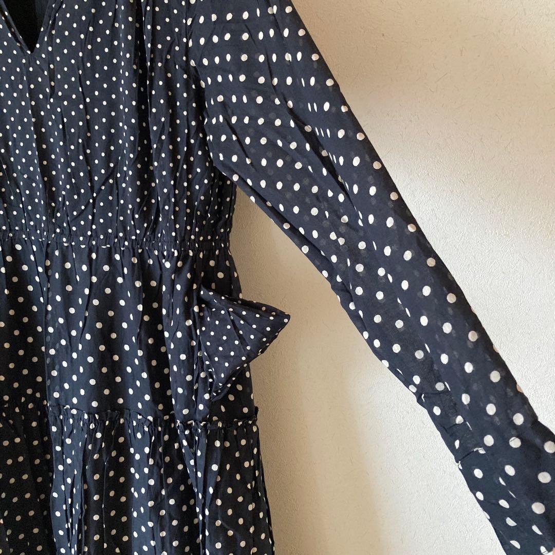 ヌキテパ　コットンボイル　ドット　ロングワンピース