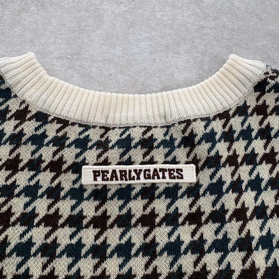 PEARLY GATES 総柄 千鳥格子 ニットベスト ゴルフウェア ワッペン4