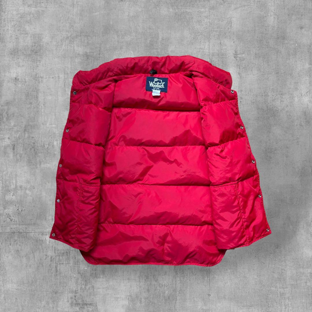 【USA製】80s Woolrich ウールリッチ ダウンベスト 希少レッド　L