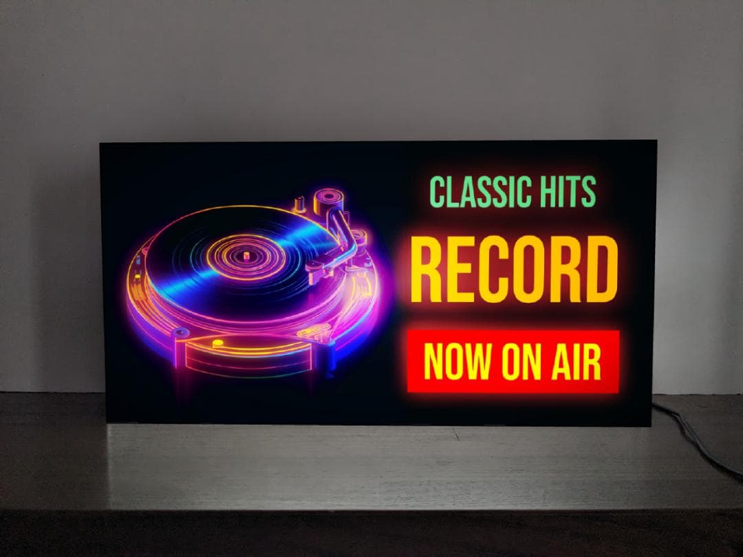 【Lサイズ】レコード オンエア ヒットソング音楽 看板 置物 雑貨 ライトBOX