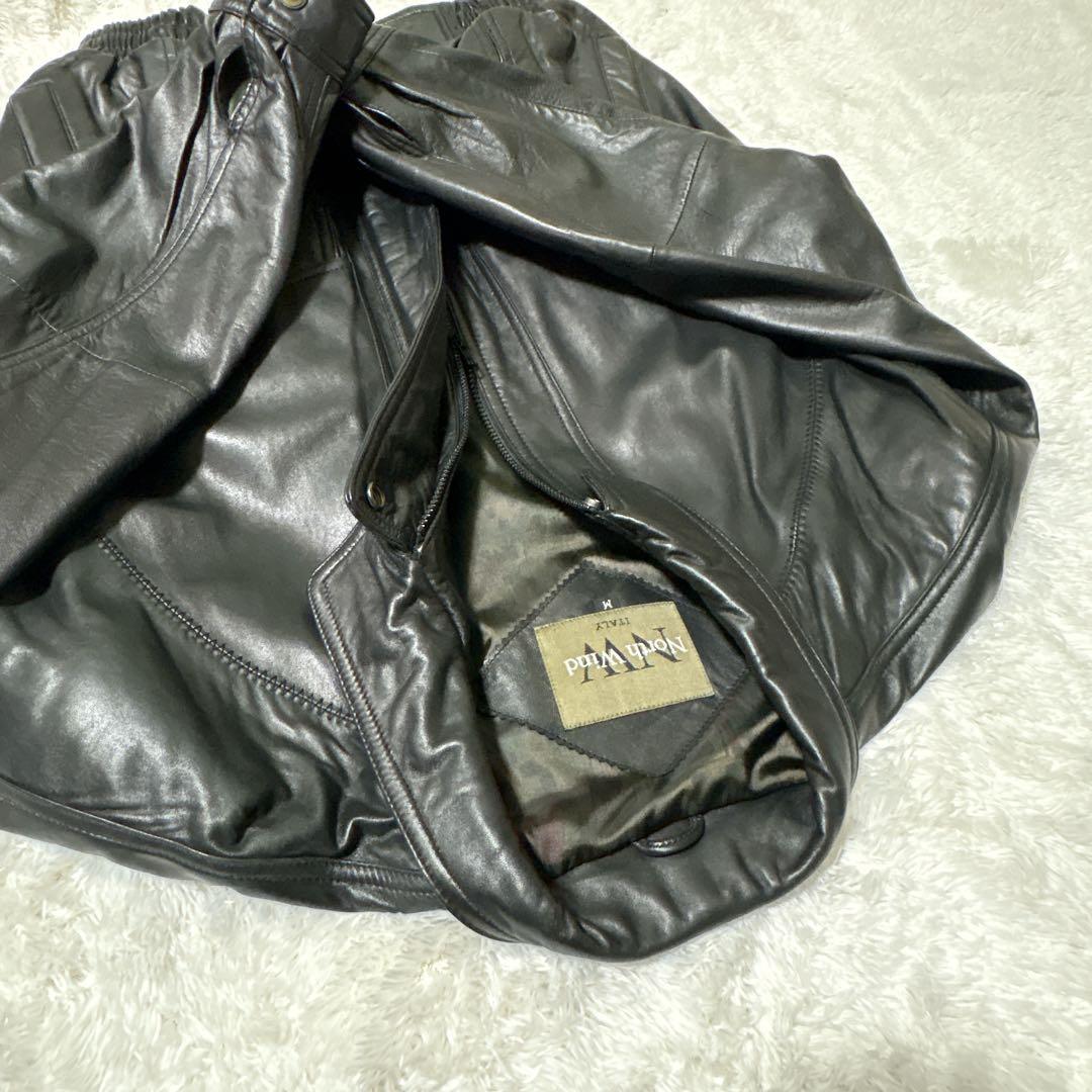 【高級羊革】North Wind シープスキン レザーブルゾン M 裏地総柄