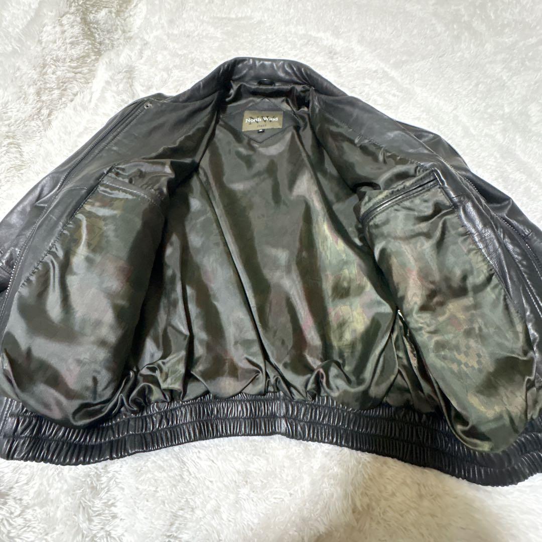【高級羊革】North Wind シープスキン レザーブルゾン M 裏地総柄