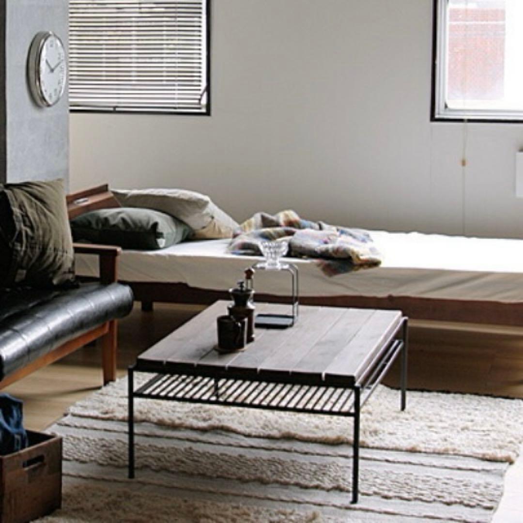 【美品】KeLT ケルト ローテーブル 棚付き アイアン×木製 インダストリアル