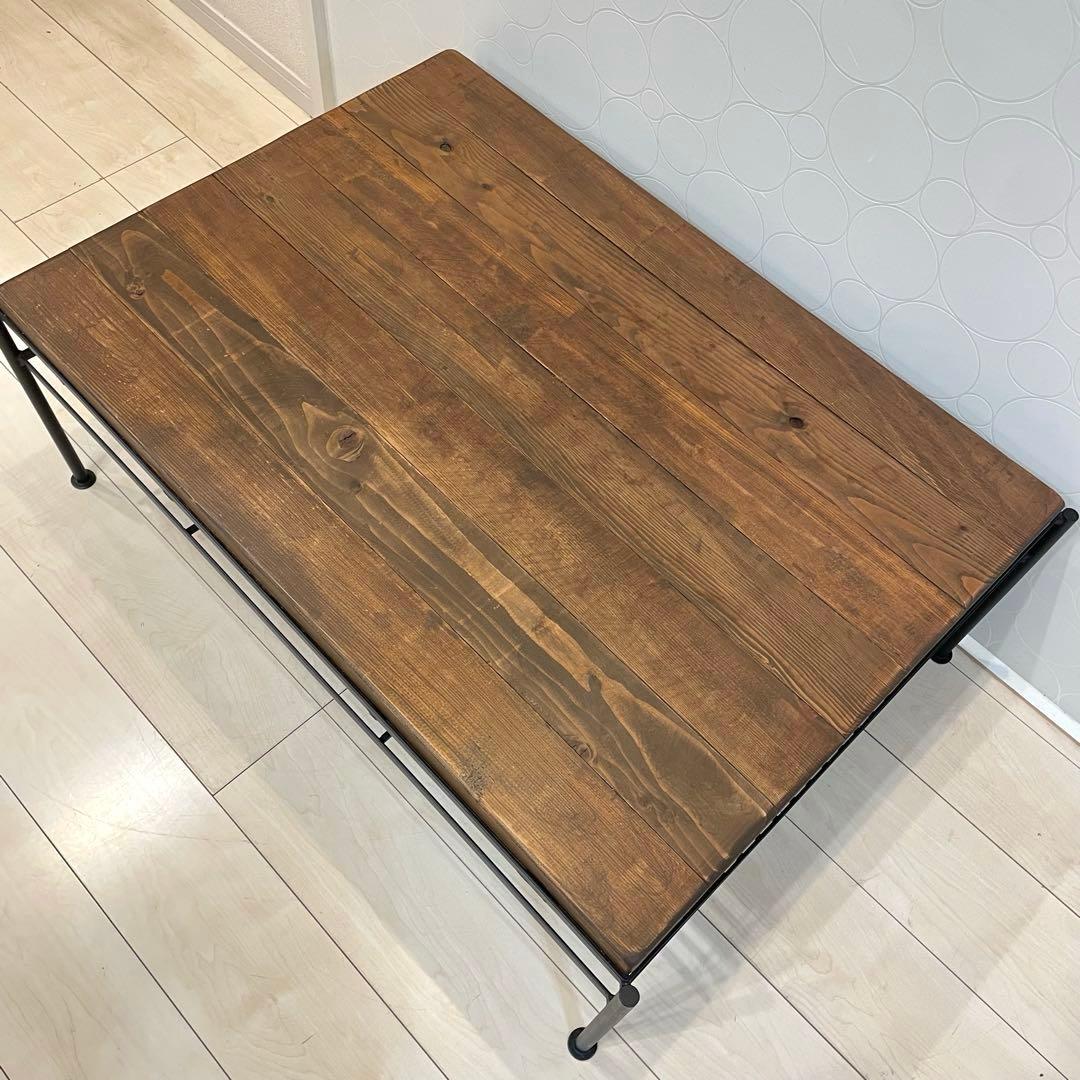 【美品】KeLT ケルト ローテーブル 棚付き アイアン×木製 インダストリアル